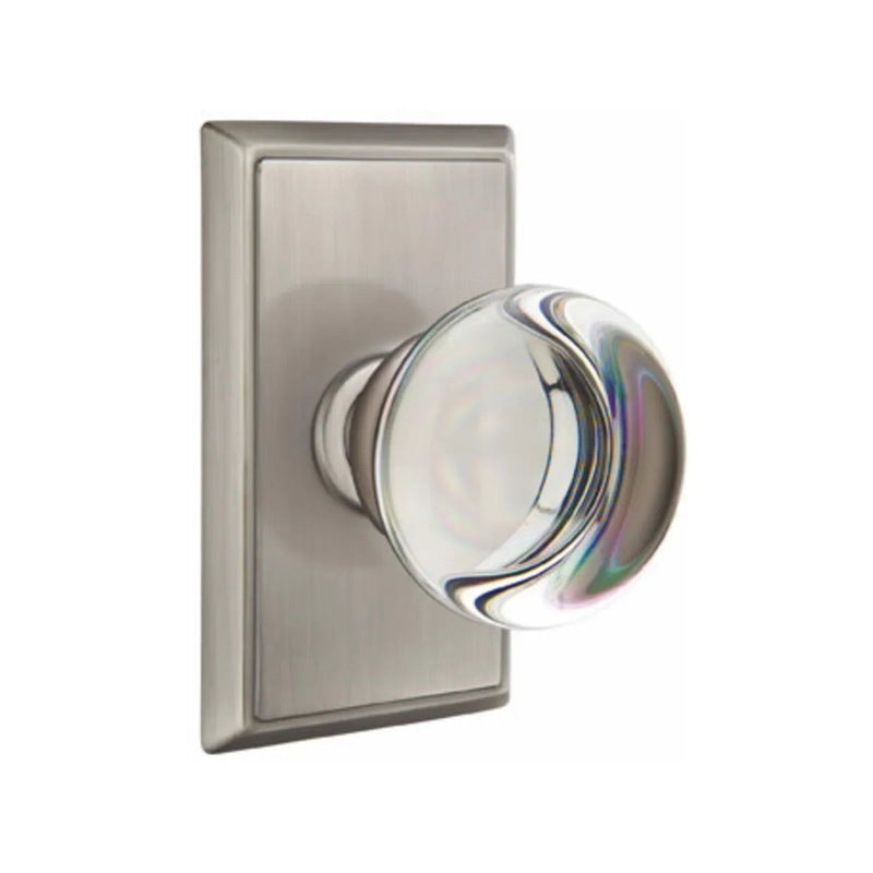 Emtek Privacy Providence Crystal Knob With Rectangular Rosette in Pewter finish