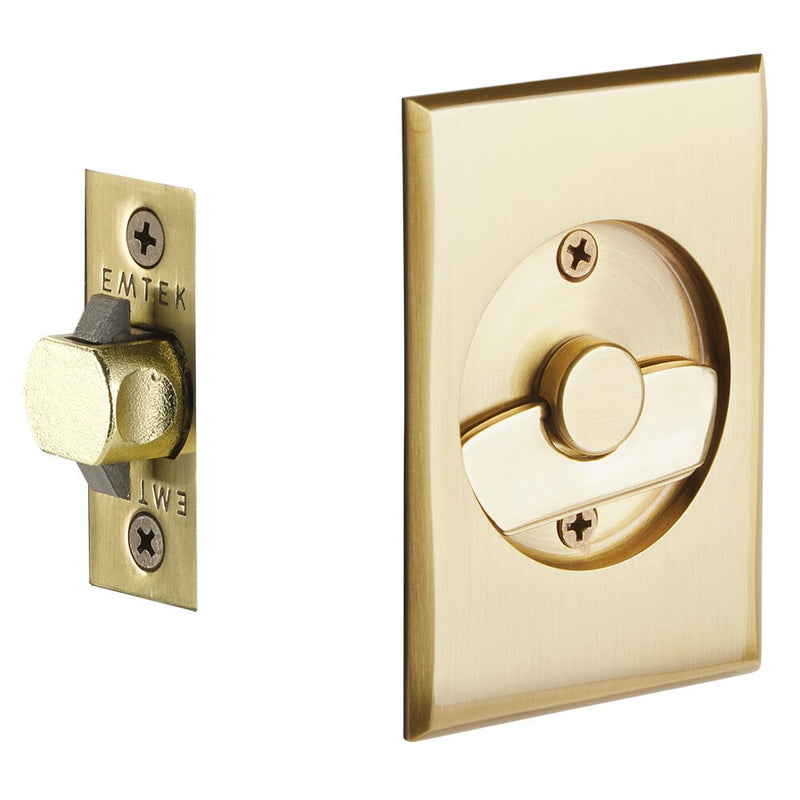 Emtek Privacy Rectangular Pocket Door Tubular Lock in French Antique finish