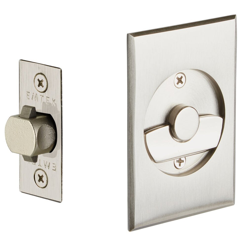 Emtek Privacy Rectangular Pocket Door Tubular Lock in Satin Nickel finish