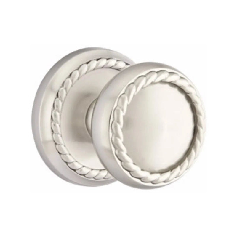 Emtek Privacy Rope Knob With Rope Rosette in Satin Nickel finish