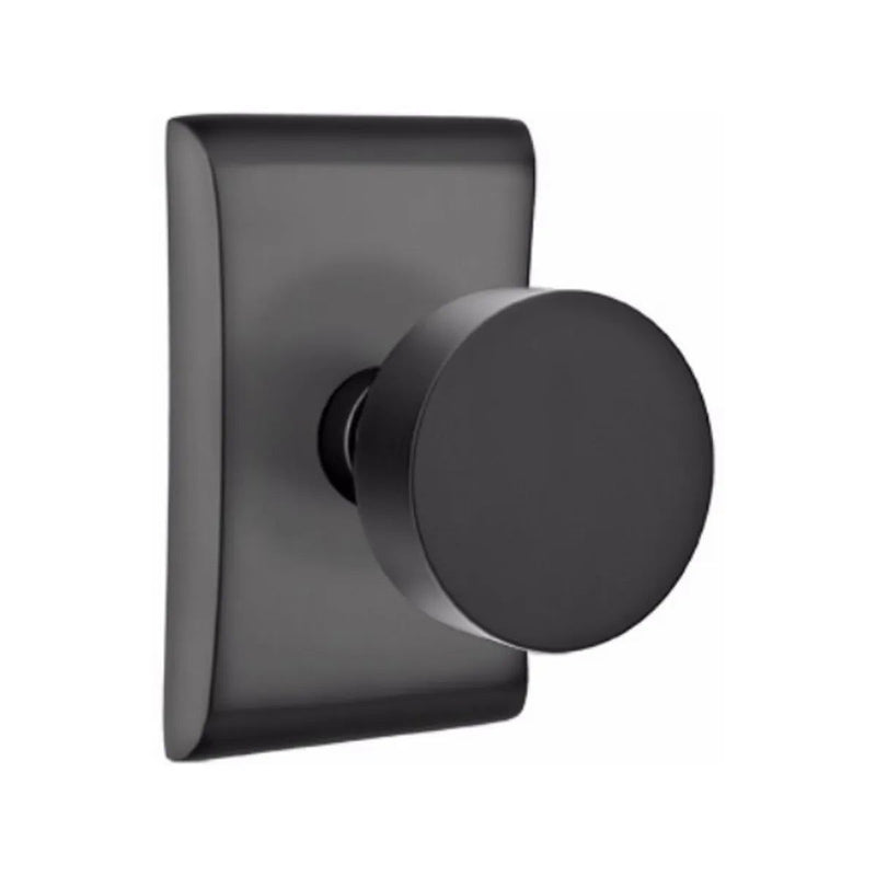 Emtek Privacy Round Knob With Neos Rosette in Flat Black finish