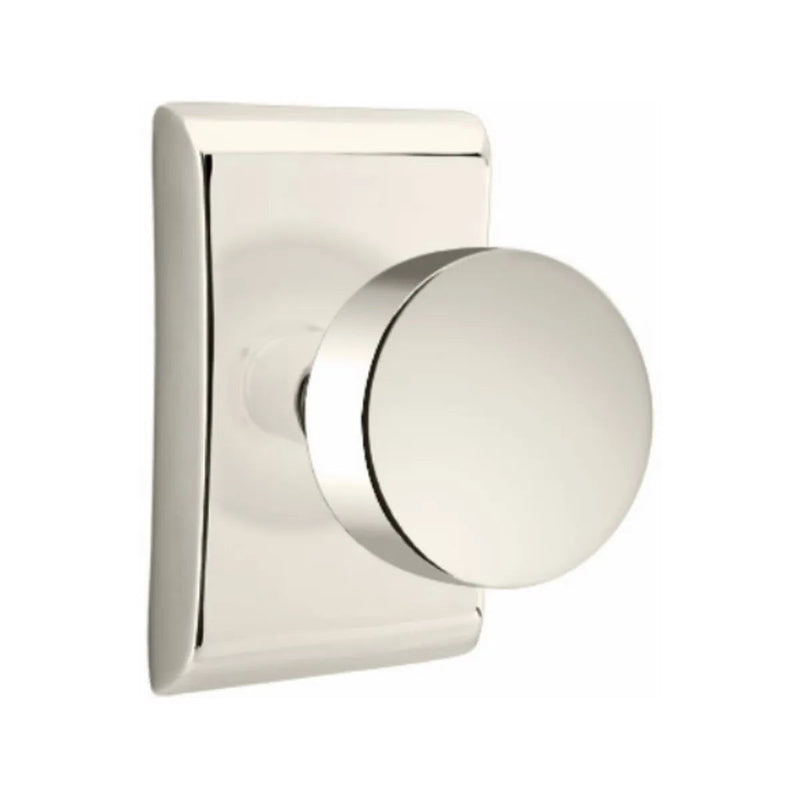 Emtek Privacy Round Knob With Neos Rosette in Lifetime Polished Nickel finish