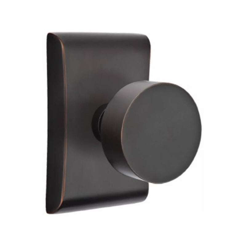 Emtek Privacy Round Knob With Neos Rosette in Oil Rubbed Bronze finish