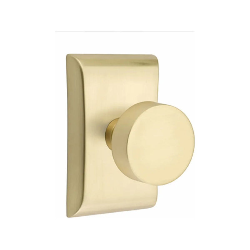 Emtek Privacy Round Knob With Neos Rosette in Satin Brass finish