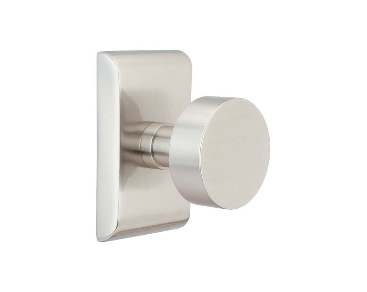 Emtek Privacy Round Knob With Neos Rosette in Satin Nickel finish