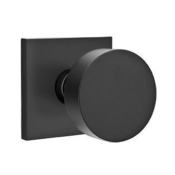 Emtek Privacy Round Knob With Square Rosette in Flat Black finish