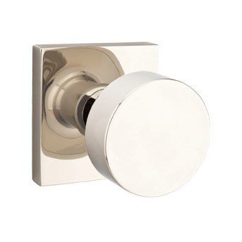 Emtek Privacy Round Knob With Square Rosette in Lifetime Polished Nickel finish