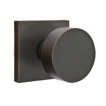 Emtek Privacy Round Knob With Square Rosette in Oil Rubbed Bronze finish