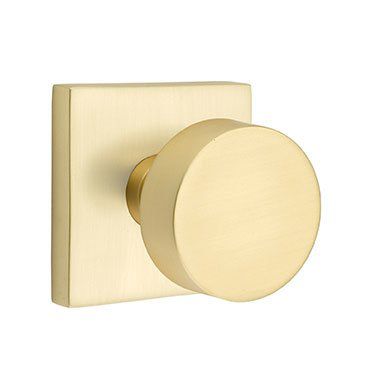 Emtek Privacy Round Knob With Square Rosette in Satin Brass finish