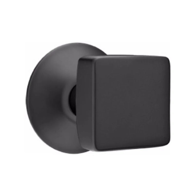 Emtek Privacy Square Knob With Modern Rosette in Flat Black finish