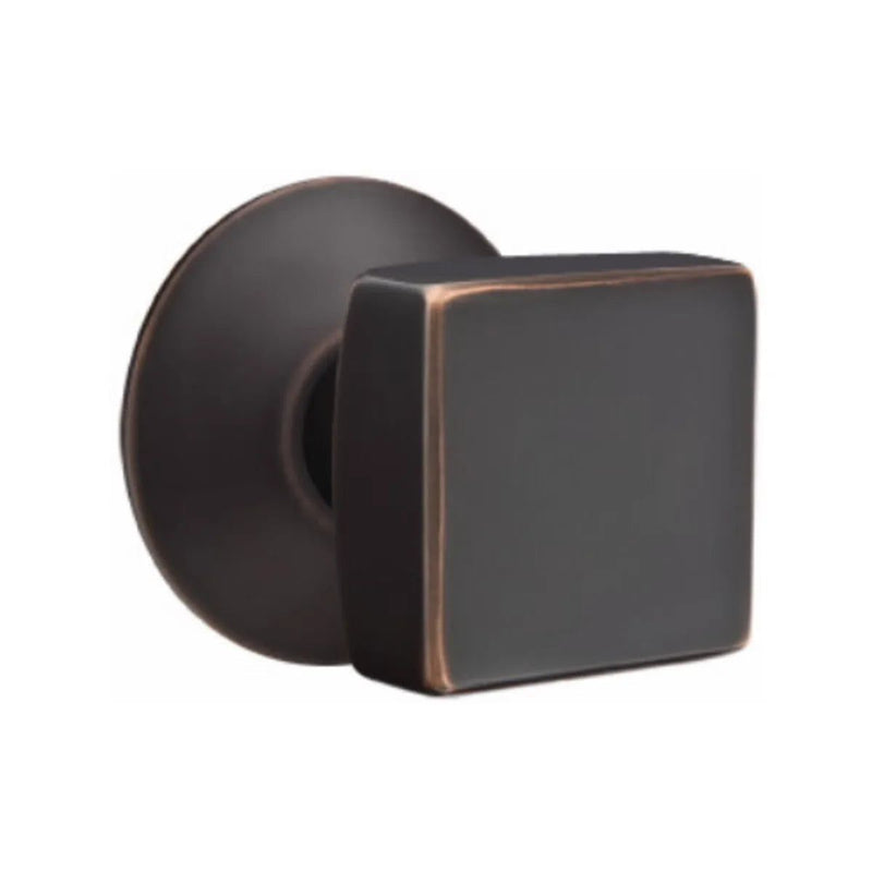 Emtek Privacy Square Knob With Modern Rosette in Oil Rubbed Bronze finish