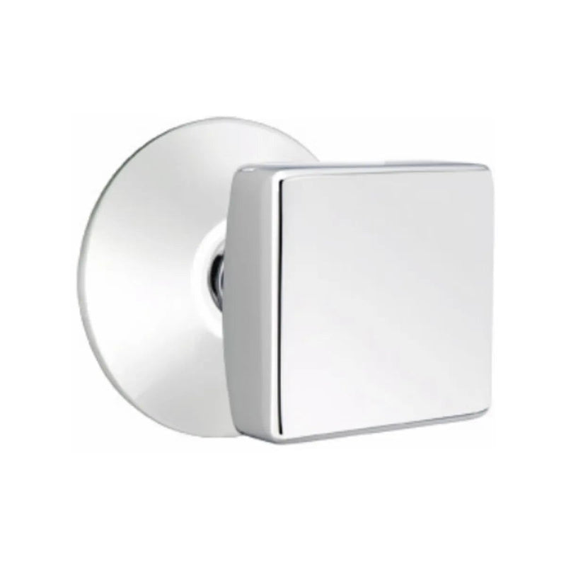 Emtek Privacy Square Knob With Modern Rosette in Polished Chrome finish