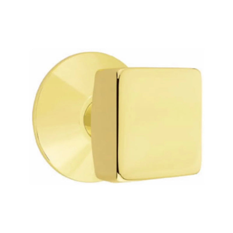 Emtek Privacy Square Knob With Modern Rosette in Unlacquered Brass finish