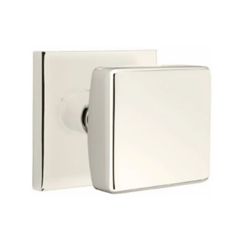 Emtek Privacy Square Knob With Square Rosette in Lifetime Polished Nickel finish