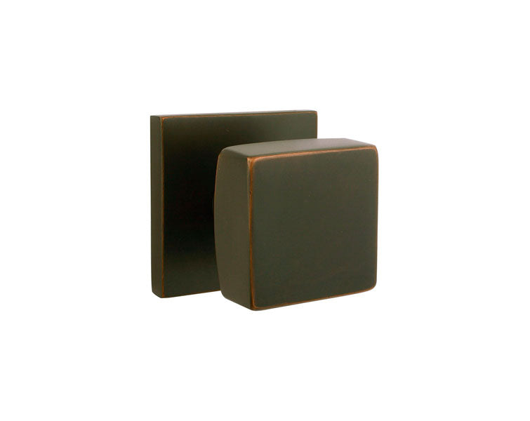 Emtek Privacy Square Knob With Square Rosette in Oil Rubbed Bronze finish