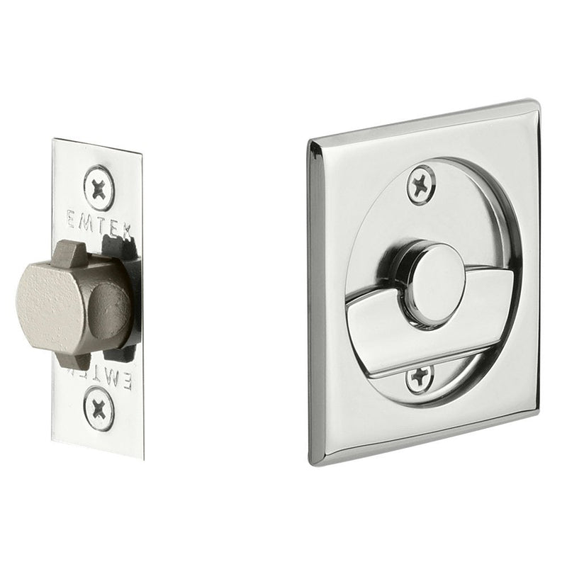 Emtek Privacy Square Pocket Door Tubular Lock in Polished Chrome finish