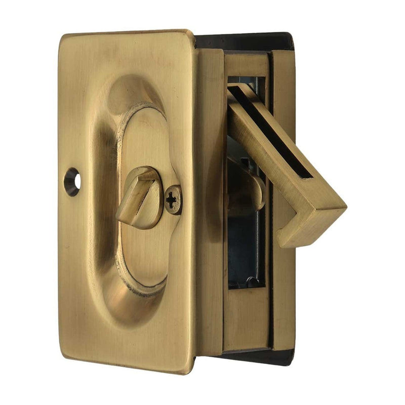 Emtek Privacy Standard Pocket Door Lock in French Antique finish