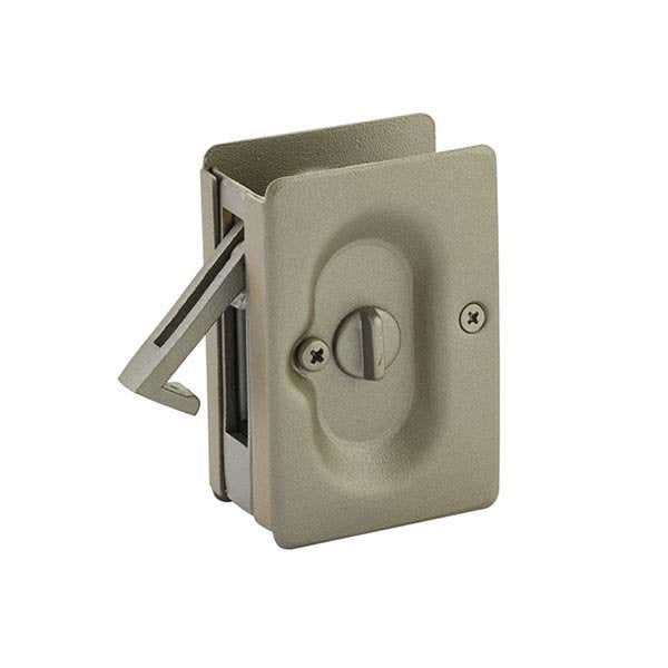 Emtek Privacy Standard Pocket Door Lock in Tumbled White Bronze finish
