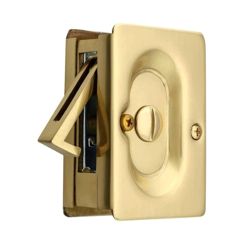 Emtek Privacy Standard Pocket Door Lock in Unlacquered Brass finish