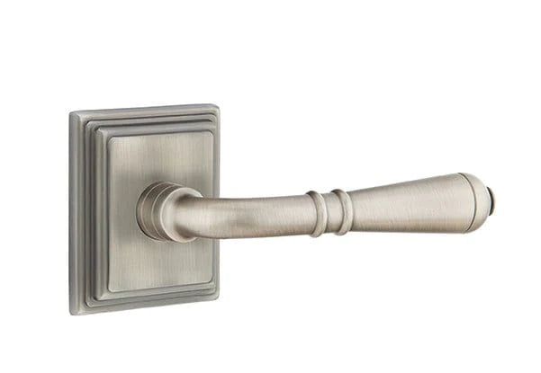 Emtek Privacy Turino Lever With Wilshire Rosette - Right Handed in Pewter finish