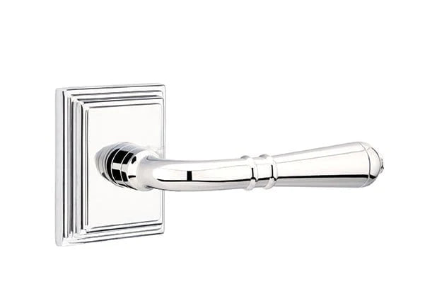 Emtek Privacy Turino Lever With Wilshire Rosette - Right Handed in Polished Chrome finish