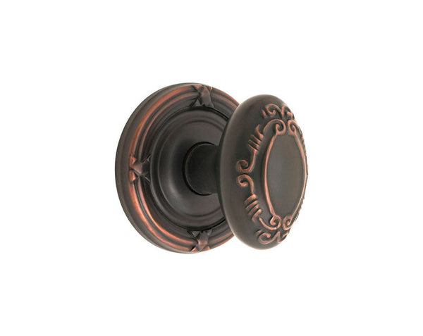 Emtek Privacy Victoria Knob With Ribbon & Reed Rosette in Oil Rubbed Bronze finish