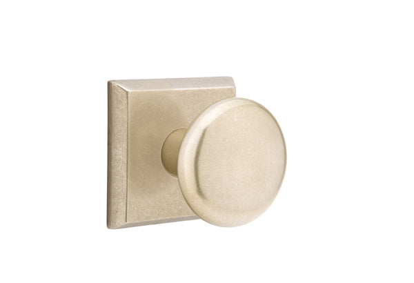 Emtek Privacy Winchester Knob With #6 Rosette in Tumbled White Bronze finish