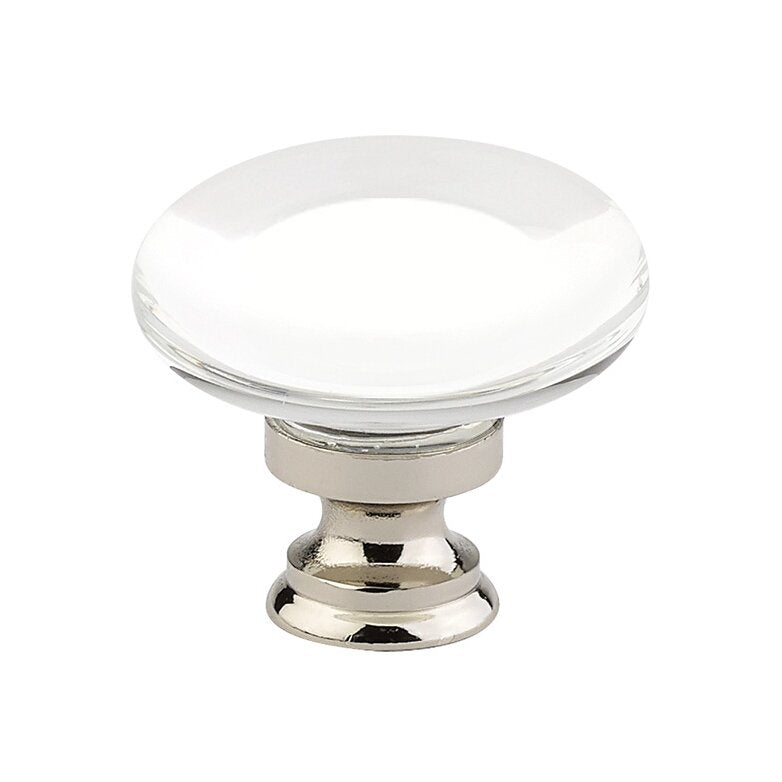 The Emtek Providence Glass Cabinet Knob in Satin Nickel finish