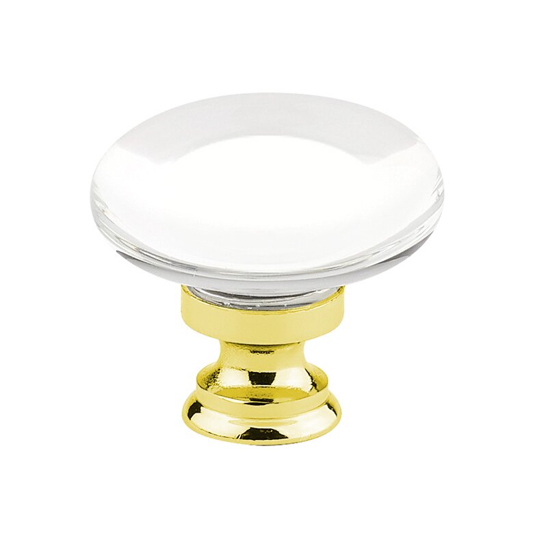 Emtek Providence Glass Knob 1-3/4" Wide (1-1/2" Projection) in Unlacquered Brass finish