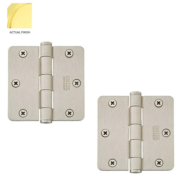 Emtek Residential Duty Solid Brass Plain Bearing Hinge, 3.5" x 3.5" with 1/4" Radius Corners in Polished Brass finish