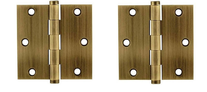 Emtek Residential Duty Solid Brass Plain Bearing Hinge, 3.5" x 3.5" with Square Corners in French Antique finish