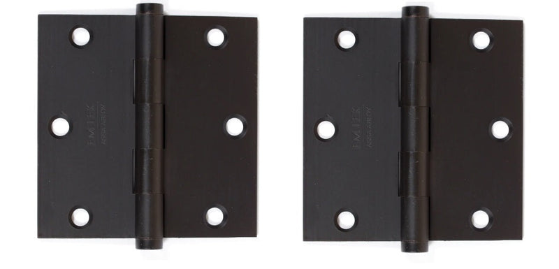 Emtek Residential Duty Solid Brass Plain Bearing Hinge, 3.5" x 3.5" with Square Corners in Oil Rubbed Bronze finish