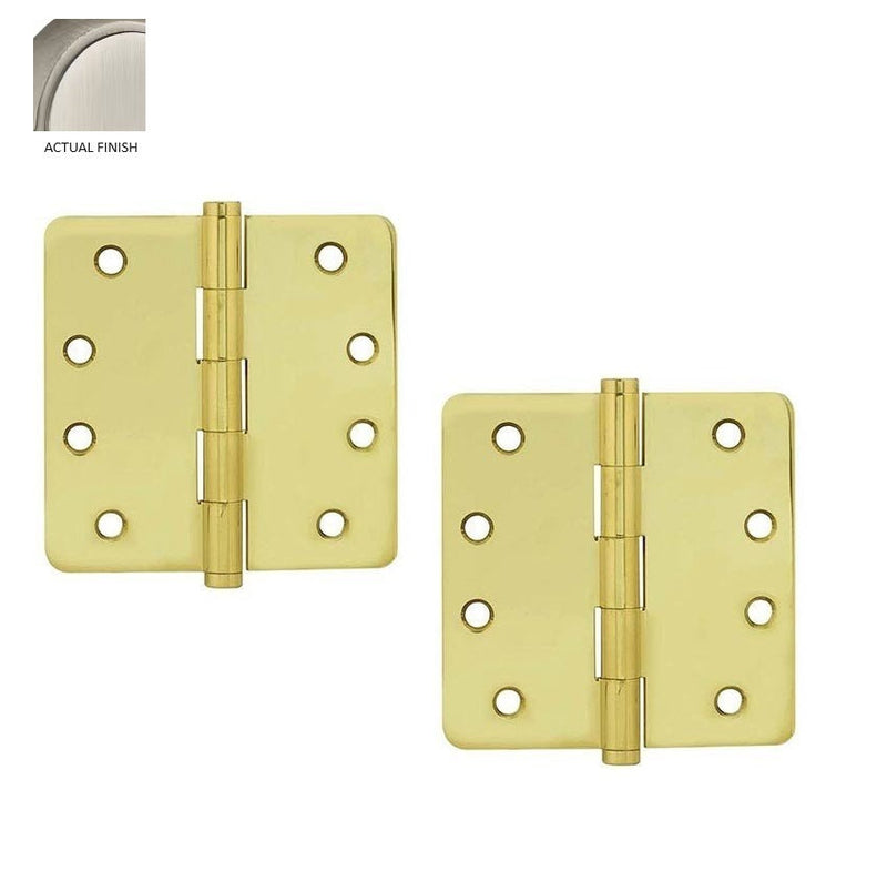 The Emtek Residential Duty Solid Brass Plain Bearing Hinge, 4" x 4" with 1/4" Radius Corners in Pewter finish