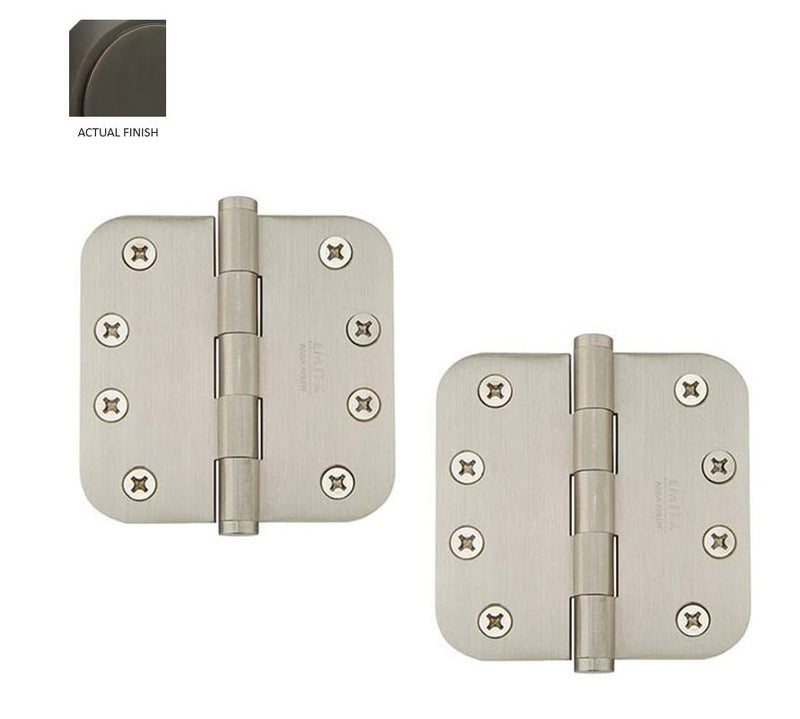 Emtek Residential Duty Solid Brass Plain Bearing Hinge, 4" x 4" with 5/8" Radius Corners in Oil Rubbed Bronze finish