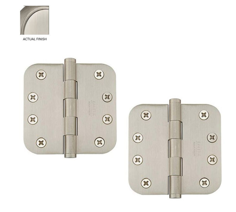 Emtek Residential Duty Solid Brass Plain Bearing Hinge, 4" x 4" with 5/8" Radius Corners in Pewter finish