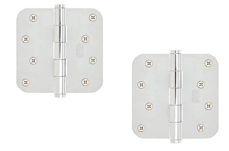Emtek Residential Duty Solid Brass Plain Bearing Hinge, 4" x 4" with 5/8" Radius Corners in Polished Chrome finish