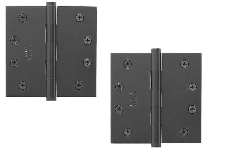 Emtek Residential Duty Solid Brass Plain Bearing Hinge, 4" x 4" with Square Corners in Oil Rubbed Bronze finish