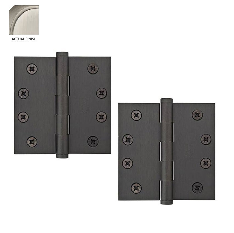 Emtek Residential Duty Solid Brass Plain Bearing Hinge, 4" x 4" with Square Corners in Pewter finish