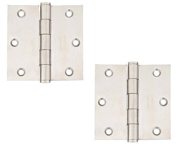Emtek Residential Duty Stainless Steel Plain Bearing Hinge, 3.5" x 3.5" with Square Corners in Brushed Stainless Steel finish