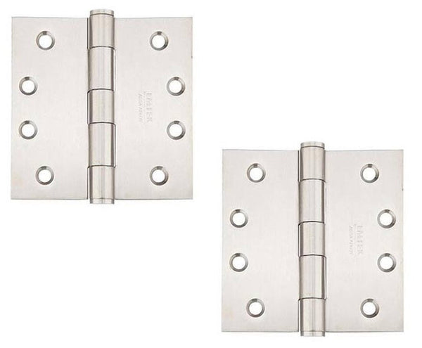 Emtek-Residential Duty Stainless Steel Plain Bearing Hinge, 4" x 4" with Square Corners-Brushed Stainless Steel-Coastal Hardware Store