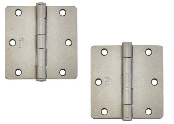 Emtek Residential Duty Steel Plain Bearing Hinge, 3.5" x 3.5" with 1/4" Radius Corners in Tumbled White Bronze finish