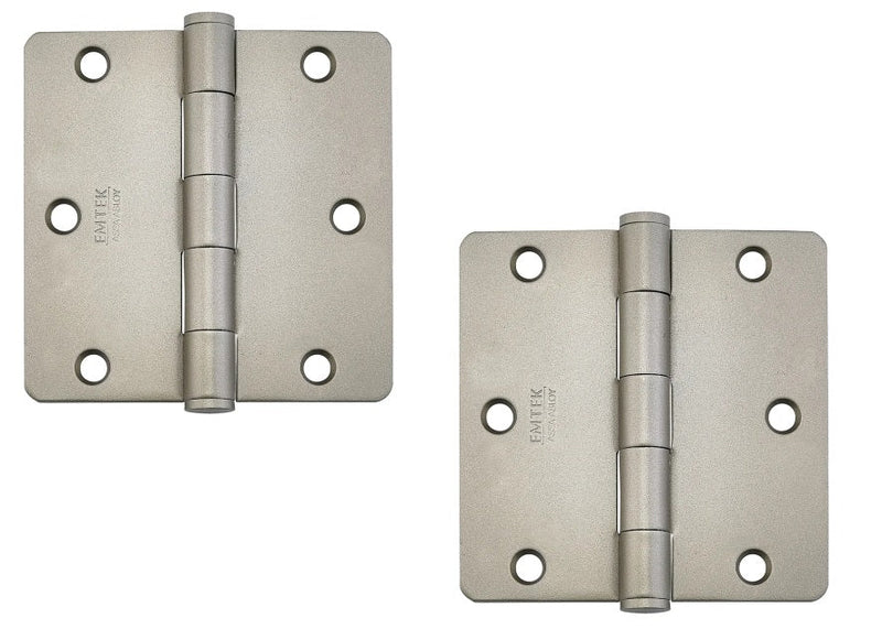 Emtek Residential Duty Steel Plain Bearing Hinge, 3.5" x 3.5" with 1/4" Radius Corners in Tumbled White Bronze finish