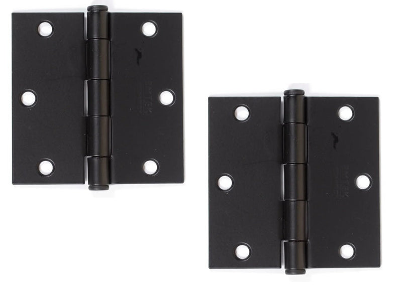 Emtek Residential Duty Steel Plain Bearing Hinge, 3.5" x 3.5" with Square Corners in Flat Black finish