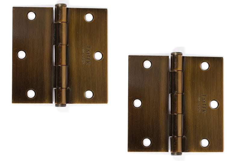 Emtek Residential Duty Steel Plain Bearing Hinge, 3.5" x 3.5" with Square Corners in French Antique finish