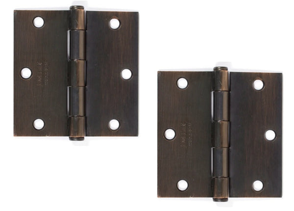 Emtek Residential Duty Steel Plain Bearing Hinge, 3.5" x 3.5" with Square Corners in Oil Rubbed Bronze finish