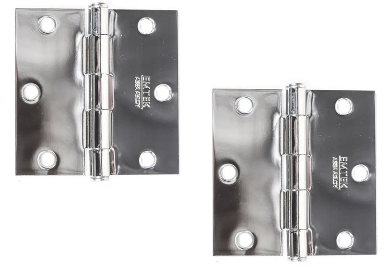 Emtek Residential Duty Steel Plain Bearing Hinge, 3.5" x 3.5" with Square Corners in Polished Chrome finish