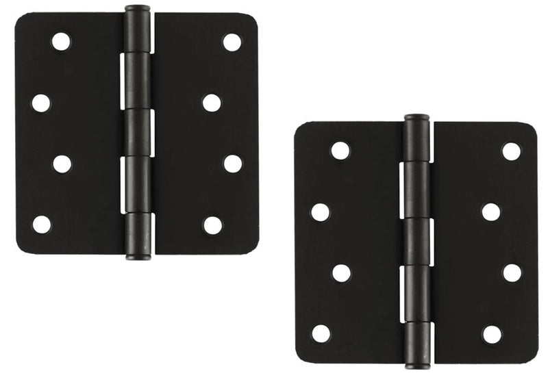 Emtek Residential Duty Steel Plain Bearing Hinge, 4" x 4" with 1/4" Radius Corners in Flat Black finish