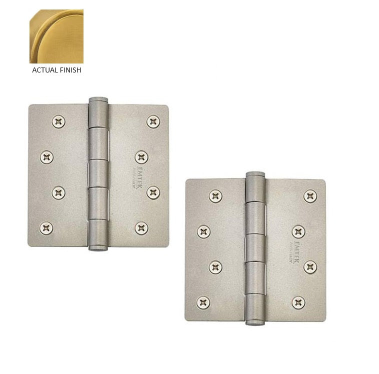 Emtek Residential Duty Steel Plain Bearing Hinge, 4" x 4" with 1/4" Radius Corners in French Antique finish