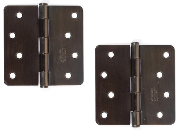 Emtek Residential Duty Steel Plain Bearing Hinge, 4" x 4" with 1/4" Radius Corners in Oil Rubbed Bronze finish