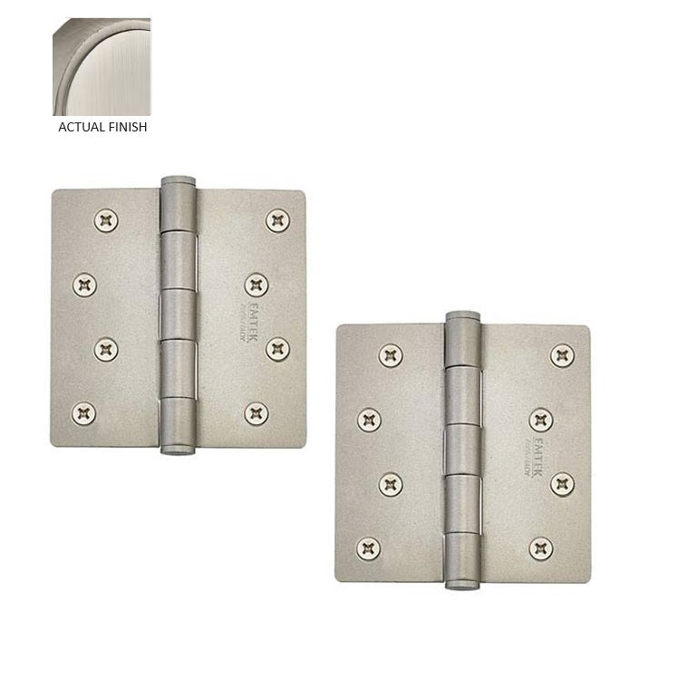 Emtek Residential Duty Steel Plain Bearing Hinge, 4" x 4" with 1/4" Radius Corners in Pewter finish